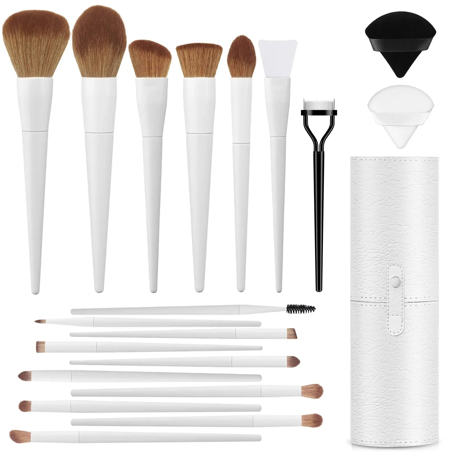 New Customizable 10-Piece Wood Makeup Brush Set with Aluminum Ferrule-Soft Loose Foundation Blush Eye Shadow Highlighter Brushes