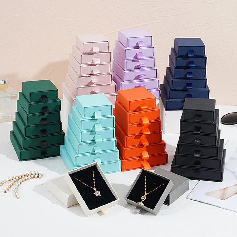 Multiple Color to Choose Gift Jewelry Necklace Earring Bracelet Box Package Paper Jewelry Box With Drawer