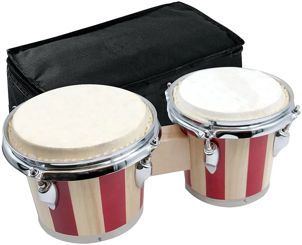 Bongo 7 Inch X 8 Inch Handmade Kids Adults Hand Drum Set Sheepskin Drum-head Tunable Percussion Instruments