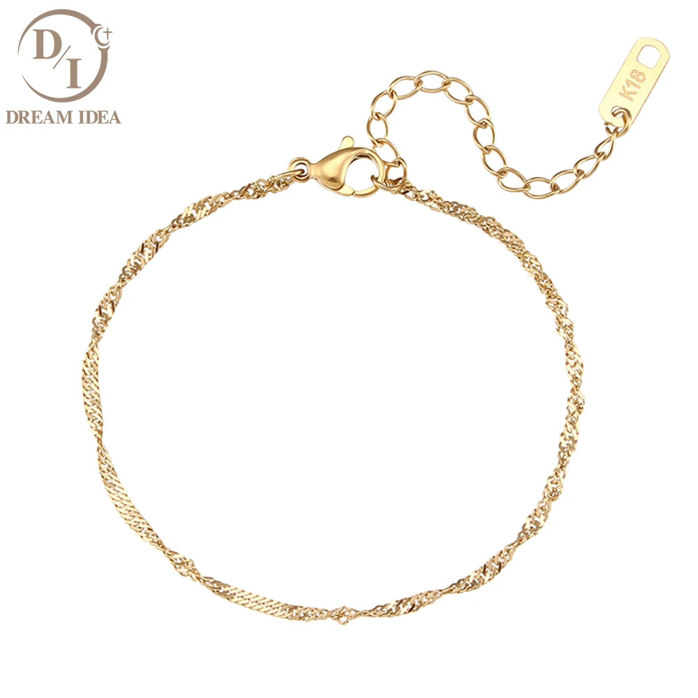 2022 New Minimalist Stainless Steel Gold Plated Bracelet Thin Chain Bracelets for Women