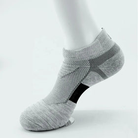 Manufacture Non Slip Sports Ankle Elite Athletics Socks Mesh Men Grey Thick Terry Bottom Padded No Show Ankle Socks