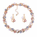 Fashion Women Bridal Wedding Party Faux Pearl Pendant Necklace Earrings Jewelry Set Gift