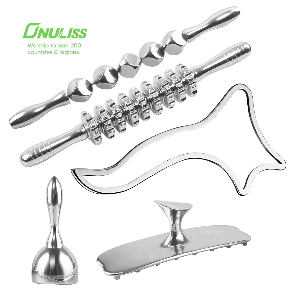Stainless Steel Metal Therapy Massage Tools Set Metallic Gua Sha for Body Application
