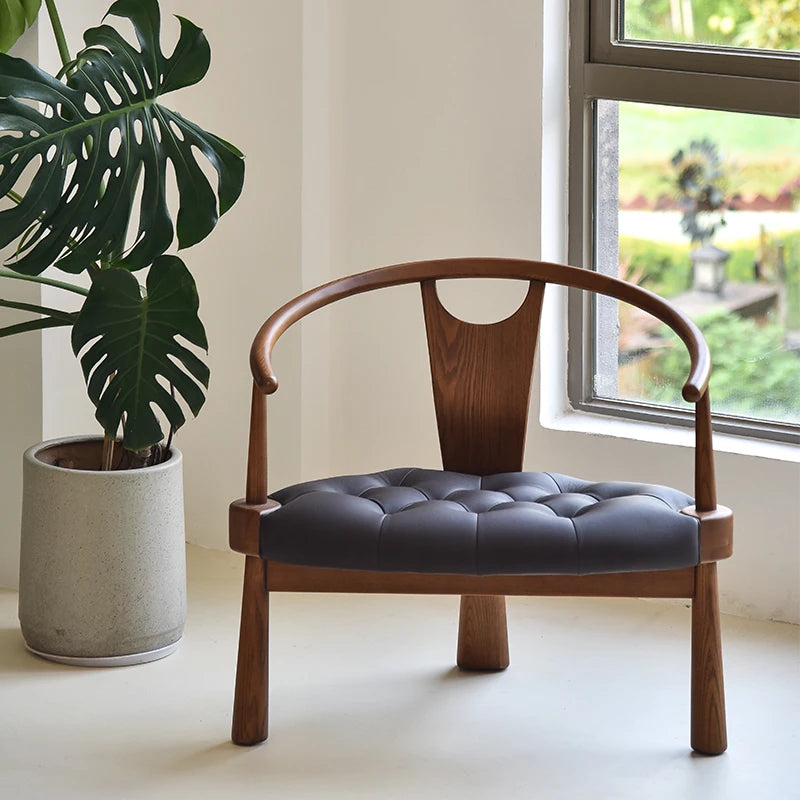Chinese Style Solid Wood Single Sofa Chair with Tea Table New Light Luxury Balcony Lounge Modern for Dining and Hotel Use