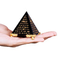 Beautiful Crystal Black Pyramid Laser Etched With Egyptian Hieroglyphics Black Obsidian Pyramid Figurine