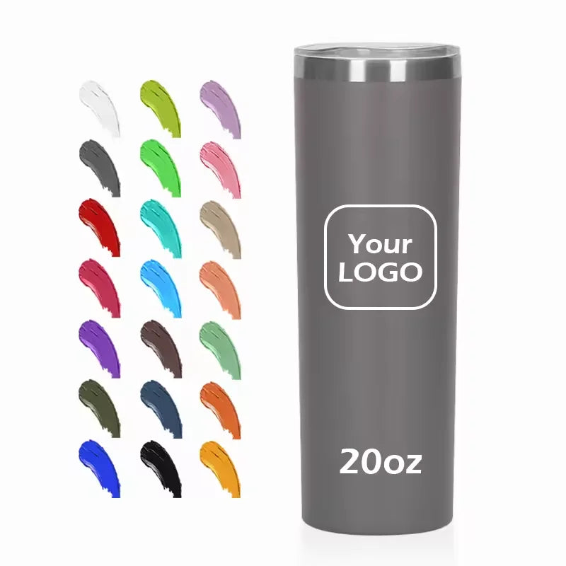 Custom Pantone Color Matching Screen Print 20OZ Double Wall Stainless Steel Coffee Mug Insulated Skinny Tumbler Powder Coating
