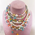 Boho Style Beaded Handmade Pearl Necklace Woman's Unique Fashion Jewelry  Party Holiday Summer Beach WearingGift for Her S33