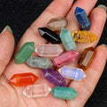 8X20mm Large Hole Hexagonal Column Natural Stone Quartz Crystal Double Pointed Hexagonal Pendant for Necklace DIY Making