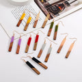 Wooden Resin Geometric Bar Drop Dangle Layered Earrings for Women Girls Polymer Clay Lightweight Statement Jewelry