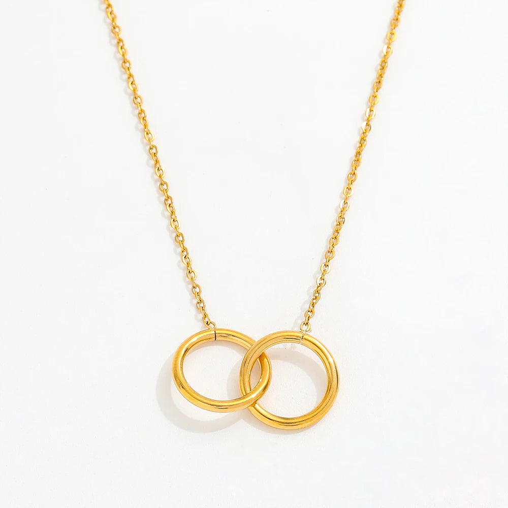 Joolim Jewelry Double Circle Pendant Choker Necklace Stainless Steel Jewelry Wholesale