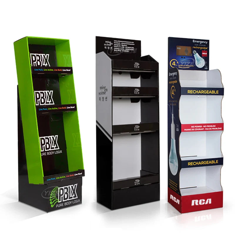 Advertising Portable Pos Cardboard Floor Display Stand Floor Standing Unit Paper Shelf Rack for Electronic Products Display Rack
