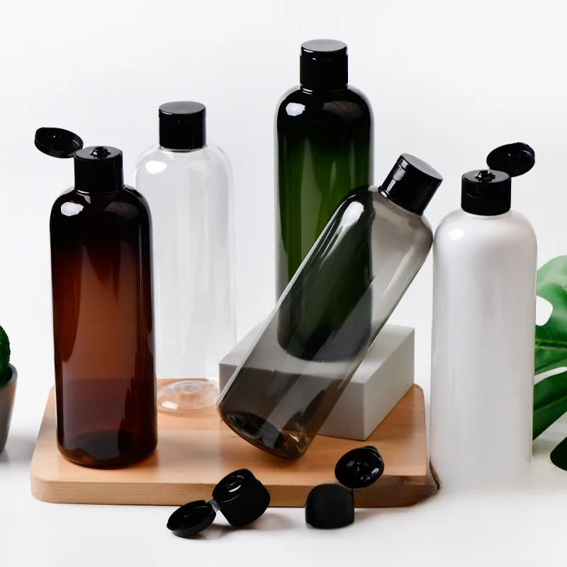 Plastic Lotion Squeeze Soft Tube Cosmetic for Shampoo Transparent Amber PET Bottles with Flip Top Cap for Skin Care Packaging