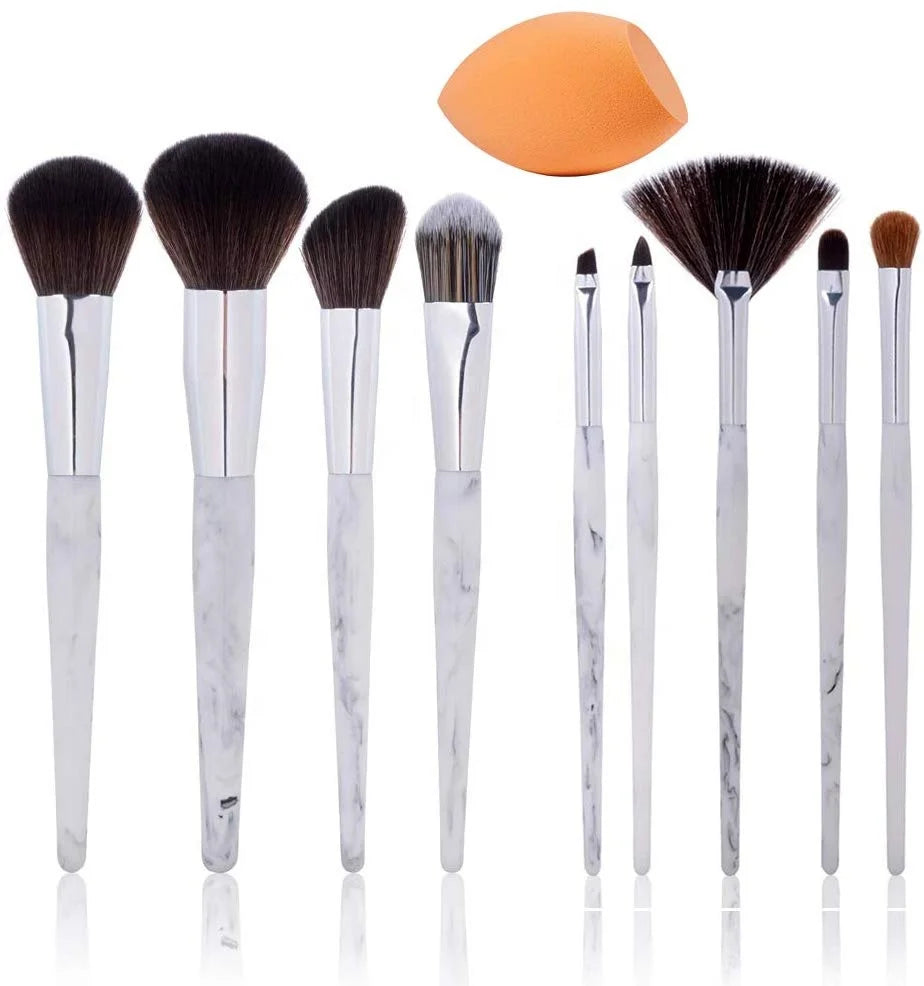 Wholesale Customize Gracedo  Popular Hot Style 9 Piece Marble Holder Best Makeup Brush Set
