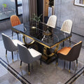 Contemporary Stone Rock Slab Rectangular Dining Table and Chair Suit 4 6 8 Seate Home Kitchen Dining Room Furniture Design