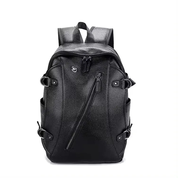 Custom Casual Shoulder Eco Friendly Leisure Smart Waterproof Black Leather Backpack Unisex