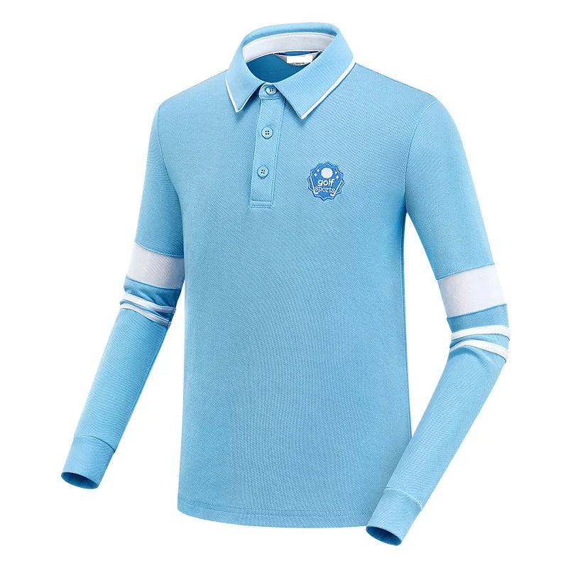 New Arrival Children's Autumn and Winter Warmth Sun Protection Base Layer Youth Golf Long Sleeve Polo Shirt