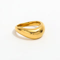 High End 18K Plain Gold Shiny Irregular Cambered Surface Rings Stainless Steel Trendy Simple Gold Plated Jewelry MegaBDM