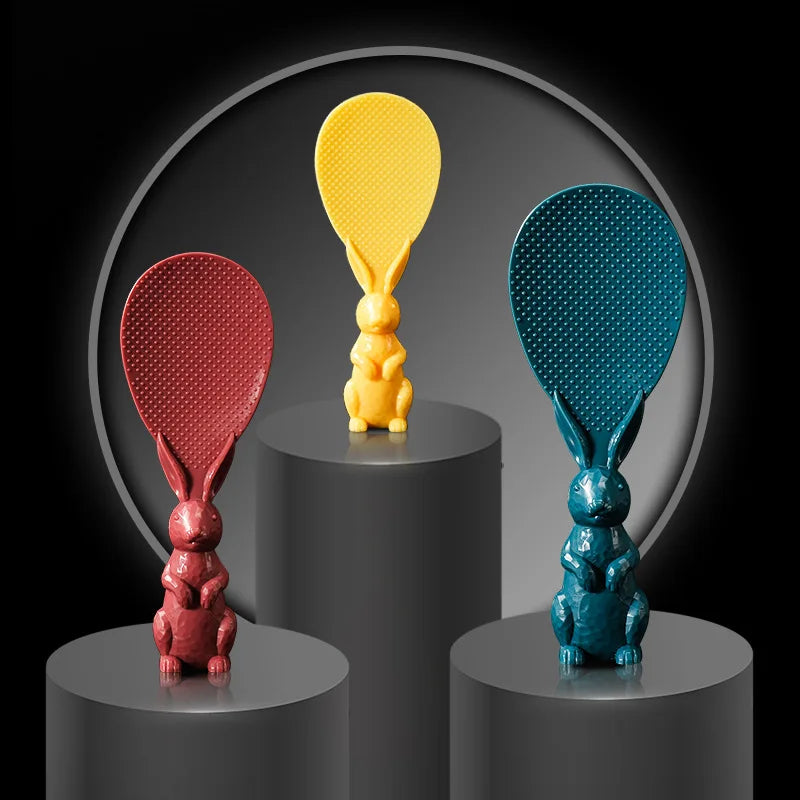 Cross-border Rice Spoon Kitchen Wheat Straw Cutlery Cute Rabbit Creative Standing Rice Spoon Eco-friendly Giveaways