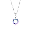 RisingMoon Women Necklace Jewelry Stainless Steel Diamond Round Hoop Crystal Pendant Necklace Rhinestone Collar