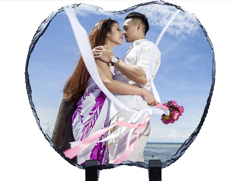 Custom Engraved Polished Stone Sublimation Family Theme Wedding Gift Souvenir DIY Photo Frame Decor