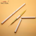 New Product Pink Metal Handle Double-Headed Nail Brush Custom Logo Extremely Thin Nail Art Liner Brush Manicure Brush Tool Kit