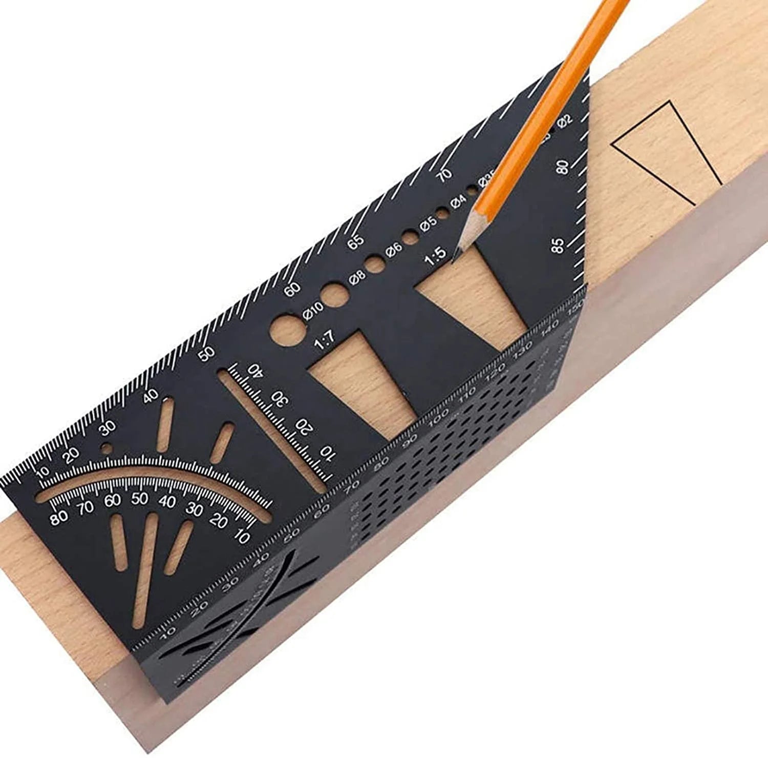 Square Measure Ruler 3D Mitre Angle Measuring 45 90 Degree  Carpenter's Layout Ruler Gauge Woodworking  Template Tool