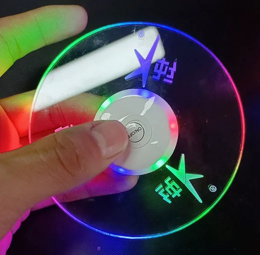 Custom Designed Transparent LED Acrylic Coasters Shape Wedding Party Decorations Engraved Text Flashing Feature Battery Powered