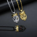 High-End Luxury Stainless Steel Multiple Colors Crown Lion Head Pendant