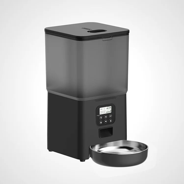 5L Smart Dry Food Feeder Dispenser with Splitter 10s Meal Call and Timer Setting 50 Portions 6 Meals Per Day for Cat Dog Pet