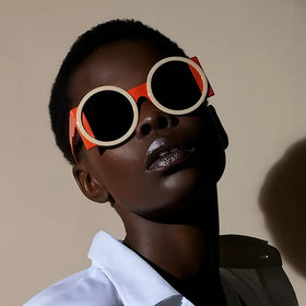 40057 Large Round Sunglasses for Women Men Color Block Fashion Decorative Sun Glasses for Costume Party Club Shades