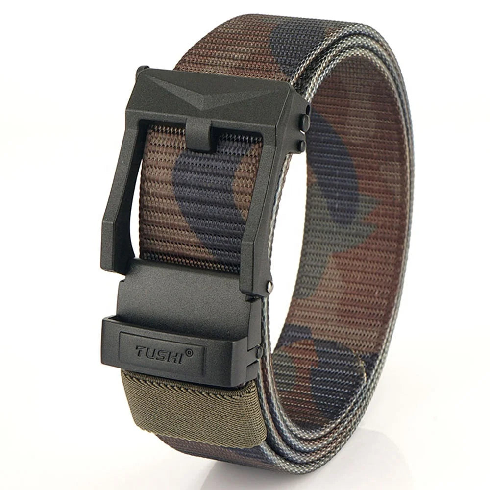 Wholesale New Fashion Men's High-end Custom Nylon Belt TUSHI Brand 3.4CM Width 120CM Length Leisure Sports Alloy Buckle
