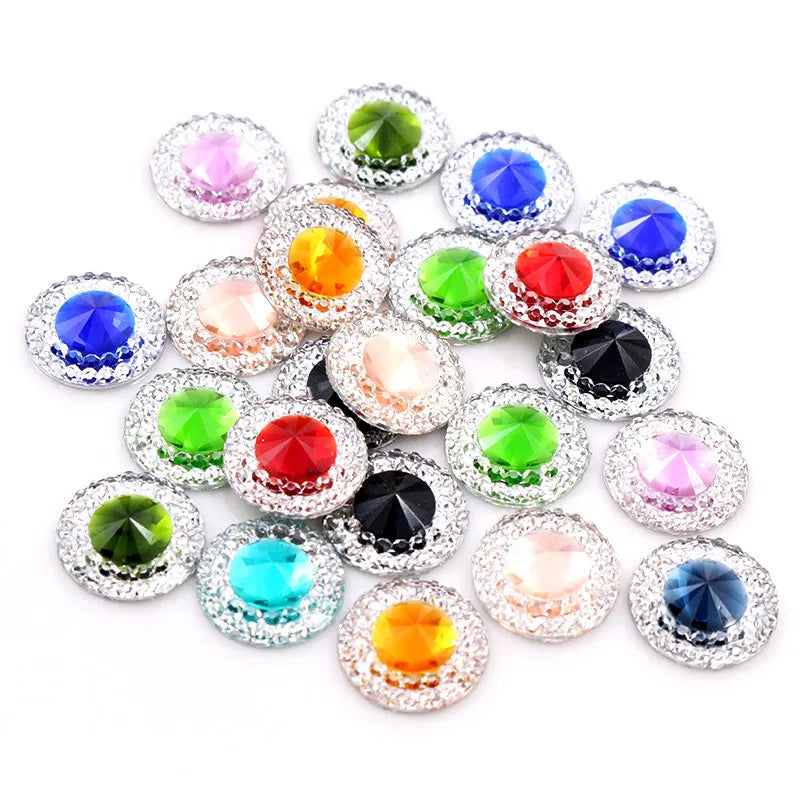 New Fashion 40pcs 10mm 12mm Mixed Color Flat Back Resin Cabochons Cameo Handmade Spacers for Diy Jewelry Making Supplies