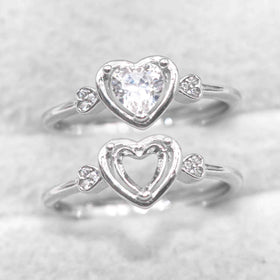 Sterling Silver 5*5mm Semi Mount Heart Shape Ring Empty Frame Blank Claws Setting S925 Base Without Center Stone for DIY Inlay