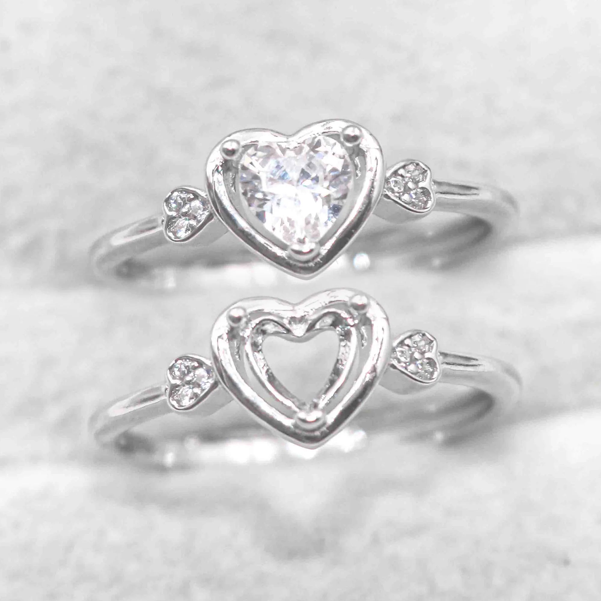 Sterling Silver 5*5mm Semi Mount Heart Shape Ring Empty Frame Blank Claws Setting S925 Base Without Center Stone for DIY Inlay