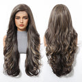 Free Style 13x6 Lace Wig Future Fiber Synthetic Natural Wavy Curly Wig Real Photo High Density Black Yellow Mixed Stripe Wig