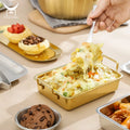 Rectangular Binaural Cheese Baked Rice Plate Stainless Steel Paella Pan Baking Western Pasta Snack Dish Food Bowl