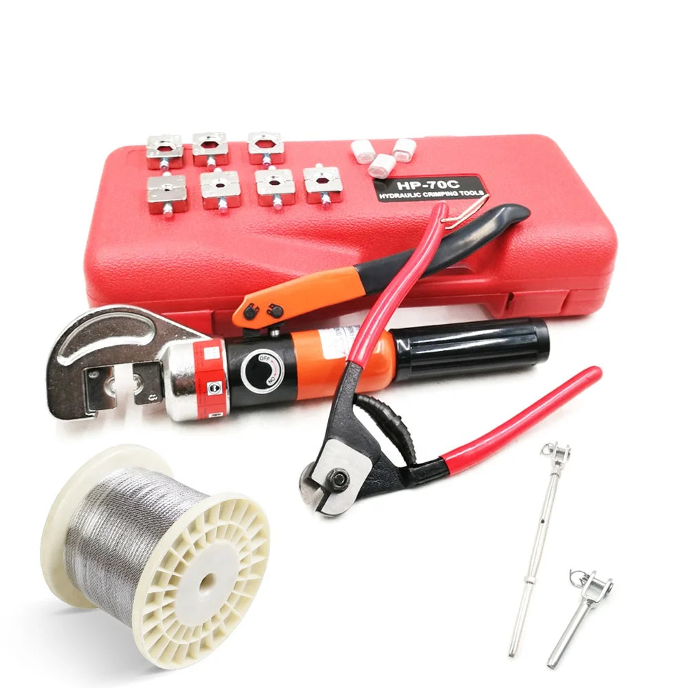 KIT-70C Hydraulic Wire Rope Crimper for 4-70mm Stainless Steel Hydraulic Cutting Crimping Tool Set