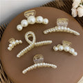 Korean Elegant Big Size Shark Clips Women Hair Jewelry Pearl Hair Claw Clips Accessories