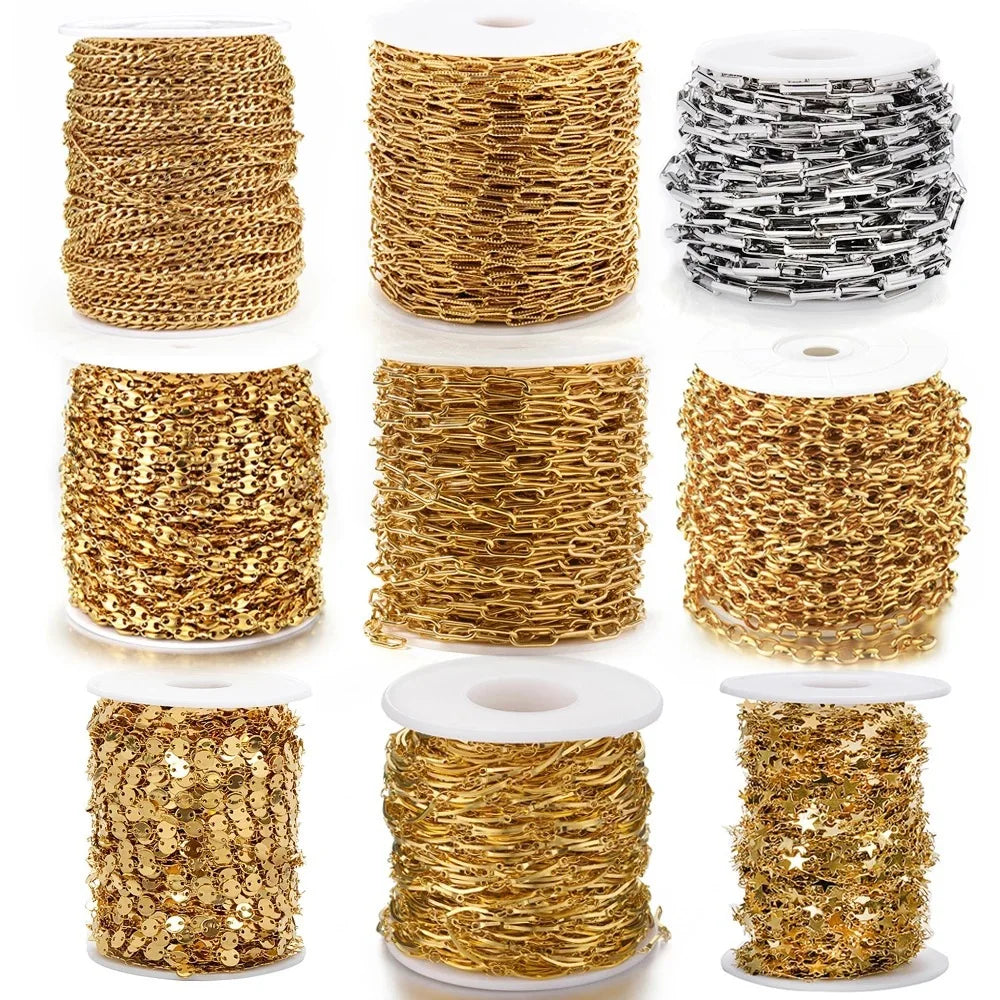 Stainless Steel Oval Link Chains18k Gold Plated Chain Roll for Jewelry Making Gold Plated Jewelry Chain Roll
