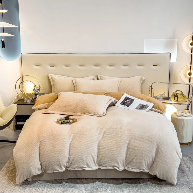 Winter Thickened Bed Four Piece Set with Double-sided Milk Lasting Warmth Four Piece Set