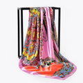 2022 Square 90x90cm Cashew Floral Print Headscarf Custom Design Satin Turkey Maldives Women Muslim Scarves Hijab