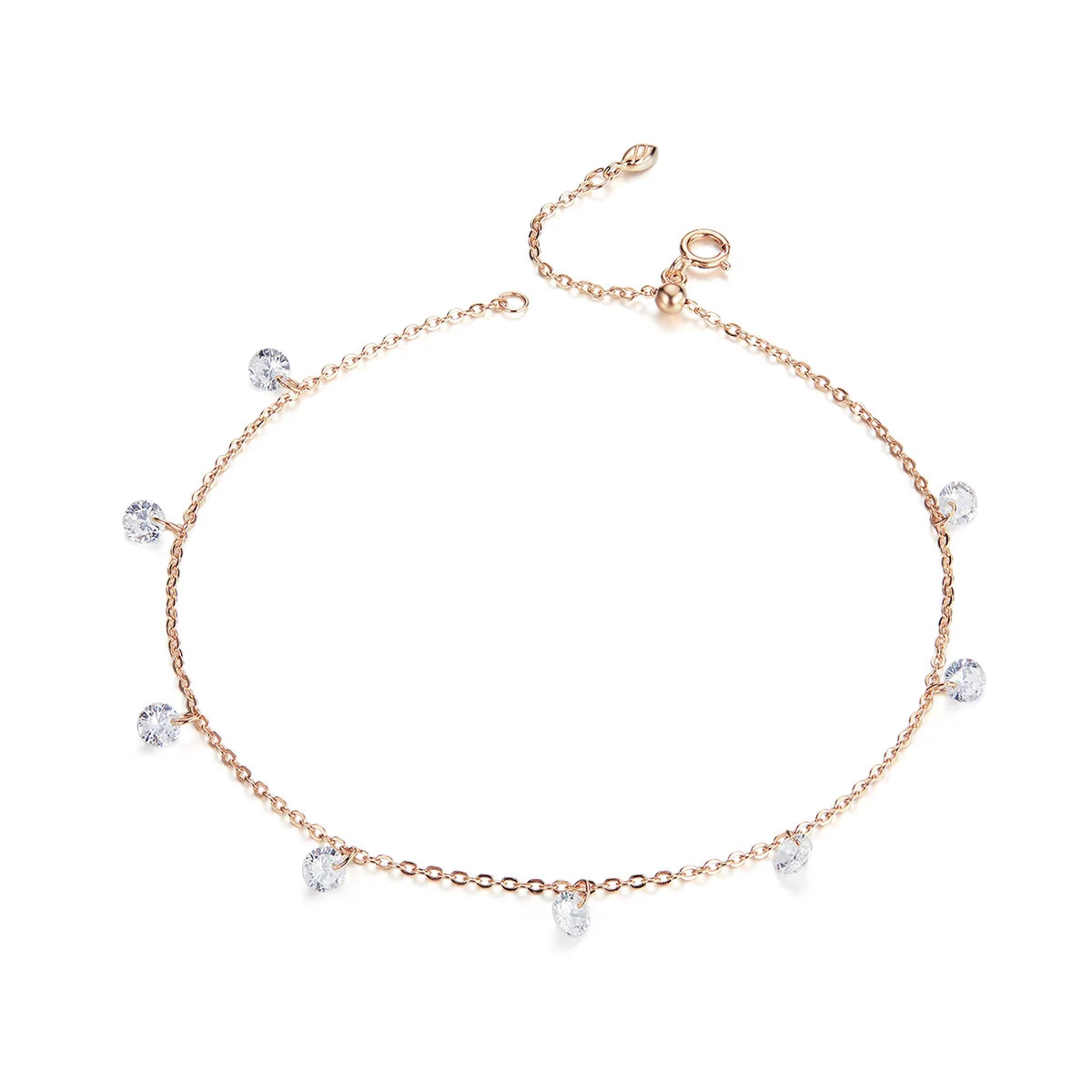 Hot Selling Fashion S925 Sterling Silver Anklets with Simple Zircon for Gift Occasions