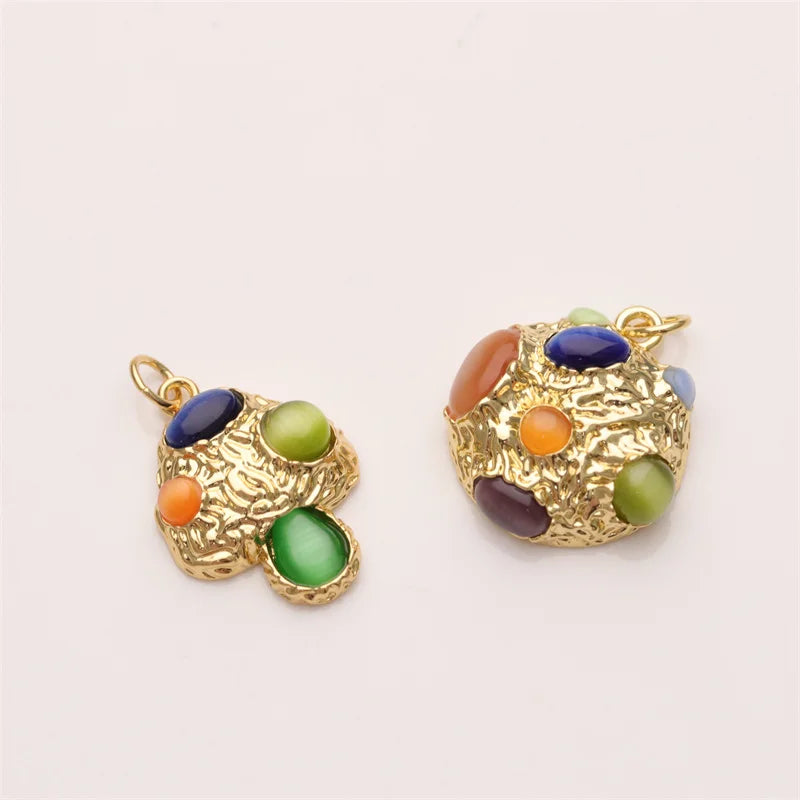 DIY Women Wholesale Customized Gem Stone Mushroom Charm Necklace Pendant for DIY Jewelry