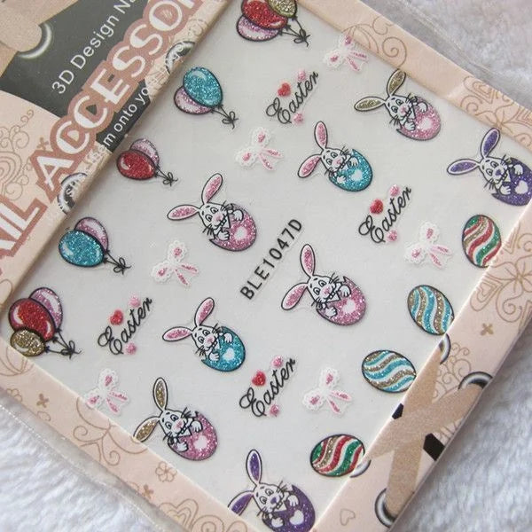 Easter Bunny Eggs Chick Nail Stickers for Women Girls Kids Easter Nail Design Manicure Tips Nail Art Decor