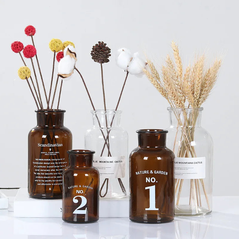 Clear Wide Mouth Cylinder Vintage Glass Bottle Vases Cork Stoppers Lids 30ml 60ml 125ml 250ml 500ml 1000ml Screen Printing