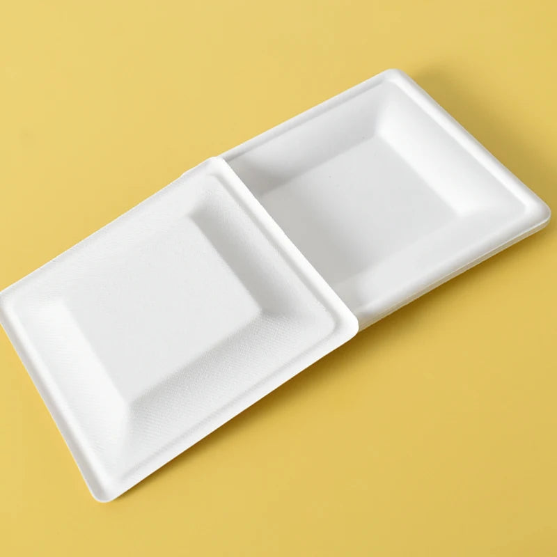 Eco-Friendly Sugarcane Bagasse Disposable Plates for Wedding Events Biodegradable Compostable Waterproof Oil Proof 100-Piece Set