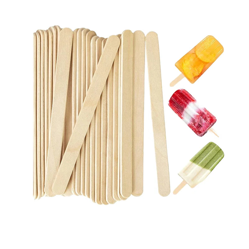 Eco-Friendly Food-Grade Compostable Wood Ice Cream Sticks Disposable Popsicles with Custom Logo and Customized Sizes