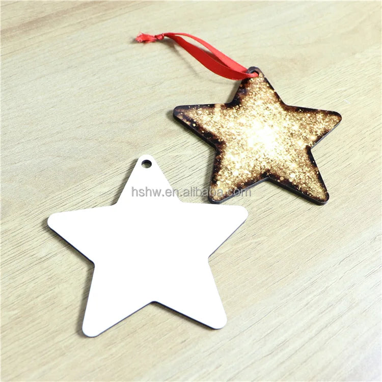 MDFSUB Supply 2026 Christmas Tree Hanging Decor Star Shape Blank Sublimation Ornaments Wholesale Double Sided DIY Printable