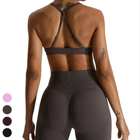 Adjustable Women's Sexy Quick Dry Gym Fitness Yoga Top Seamless Sports Bra Compression Custom Logo Workout Wear Outdoor Spandex