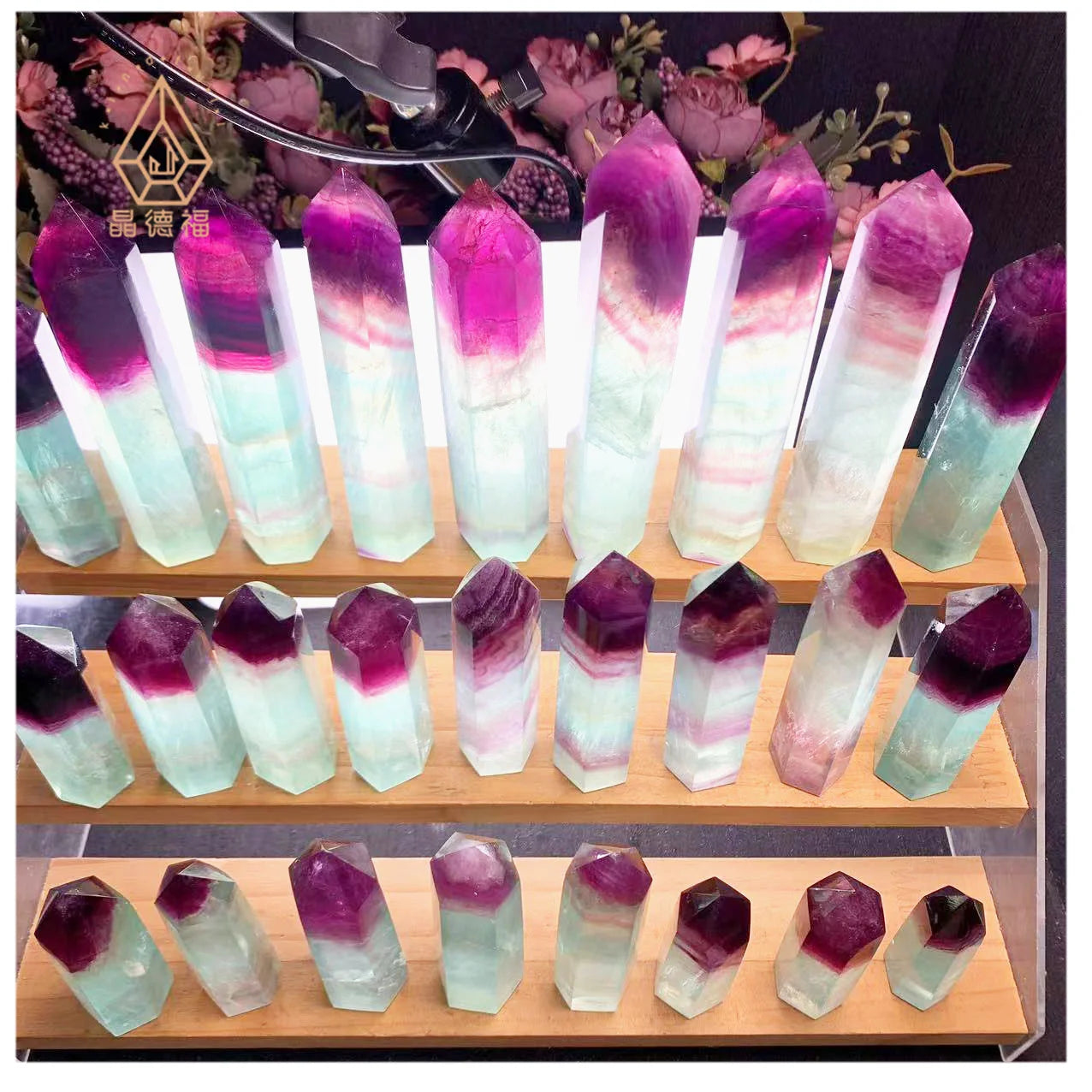 Kindfull Hot Selling Watermelon Fluorite Points Reiki Healing Fengshui Crystal Stones Hand Carved Fluorite Wand for Sell